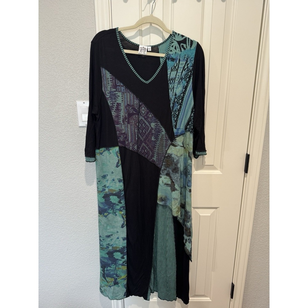 Parsley & Sage Patchwork Dress Hippie Retro Bohemian Large Witchy Forest Fairy